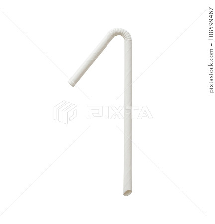 Biodegradable eco friendly white paper drinking straw mockup isolated on white background Biodegradable eco friendly white paper drinking straw mockup isolated on white background 108599467