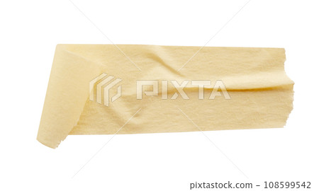 Yellow adhesive paper tape isolated on white background Yellow adhesive paper tape isolated on white background 108599542