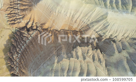 Colorful high mountains and a canyon made of clay 108599705