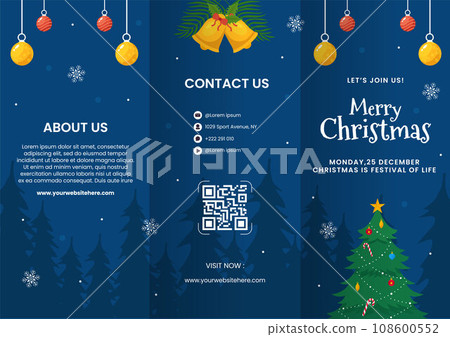Merry Christmas Brochure Illustration Flat Cartoon Hand Drawn Templates Background 108600552