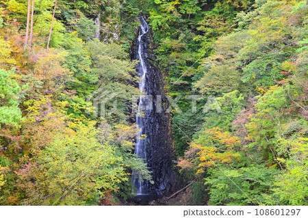 Fudo Falls, view from Fudo Ohashi Bridge, autumn leaves season Fudo Falls, view from Fudo Ohashi Bridge, autumn leaves season 108601297