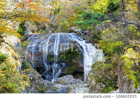 Scenery of autumn leaves Sekiyama Falls in autumn Higashine City, Yamagata Prefecture Scenery of autumn leaves Sekiyama Falls in autumn Higashine City, Yamagata Prefecture 108602055