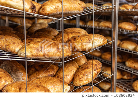 Fresh hot baked bread loafs Fresh hot baked bread loafs 108602924