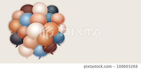 Colored Speech Bubble. Communication and dialogue. Social. Colored cloud. Speak - discussion - chat. Symbol talking and communicate. Equality inclusion diversity. Diverse cultures concept 108603268