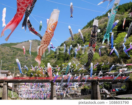 Carp streamer festival at Tsuetate Onsen (Oguni Town, Kumamoto Prefecture) 108603790