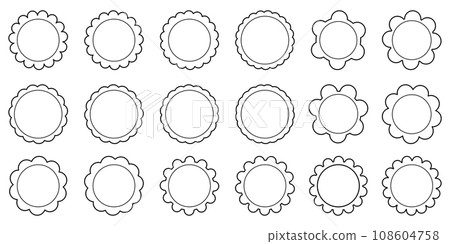 Collection of Scallop outline frame. Sale tags. Discount badge and labels, sturbust price stickers. Vector illustration set 108604758