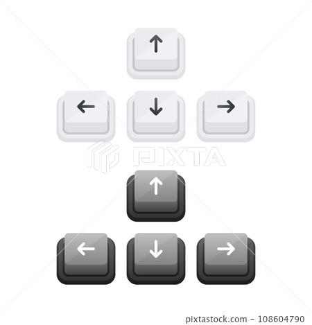 Set of Vector Arrow Keys in Light and Dark Themes for User Interface Design 108604790