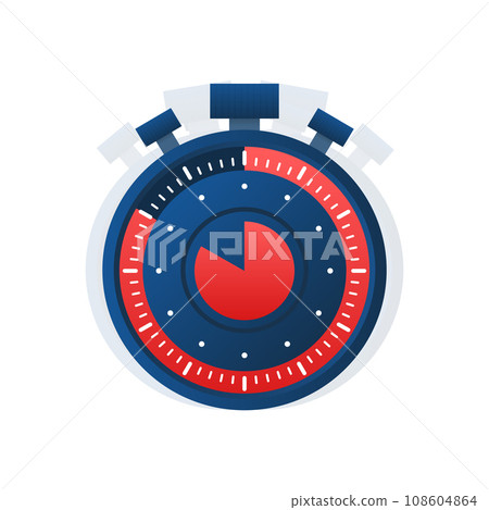 Stopwatch, Timer with Blue and Red Details for Time Management Concepts. Vector stock illustration 108604864
