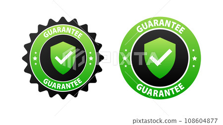 Guarantee Seal Badges with Checkmark for Quality Assurance and Trust. Vector stock illustration 108604877