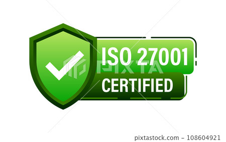 Green ISO 27001 Quality Management Certification Badge Vector stock illustration Green ISO 27001 Quality Management Certification Badge Vector stock illustration 108604921