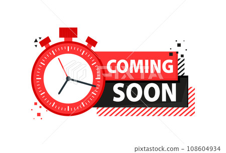 Red and Black Coming Soon Countdown Clock Vector Design. Vector stock illustration 108604934