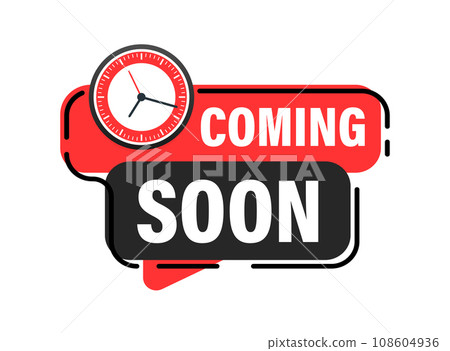 Red and Black Coming Soon Countdown Clock Vector Design. Vector stock illustration 108604936