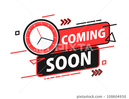Red and Black Coming Soon Countdown Clock Vector Design. Vector stock illustration 108604938