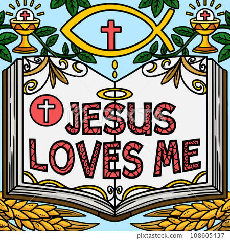 Christian Jesus Loves Me Colored Cartoon Christian Jesus Loves Me Colored Cartoon 108605437
