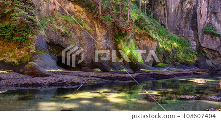 Rocky Shore on the West Coast of Pacific Ocean. 108607404