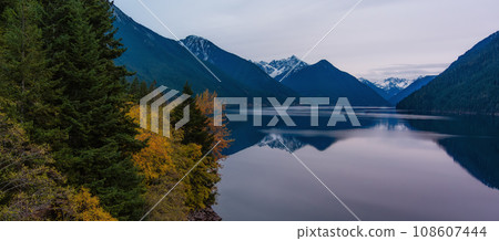 Canadian Mountain Landscape. Cloudy Overcast Fall Season 108607444