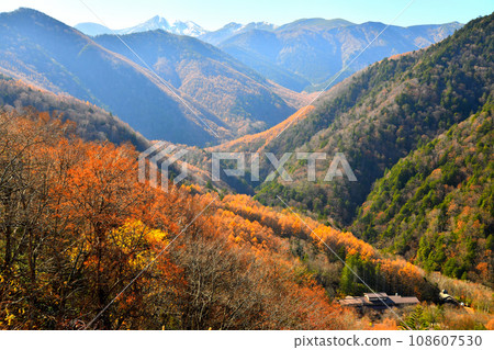 從白根溫泉附近（下圖為粟之湯）眺望乘鞍山（長野縣松本市） [2023.11] 108607530