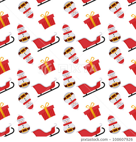 set of little snowmen and christmas sleighs 108607926