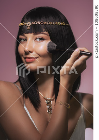Makeup Apply by Brush. Cleopatra Style Beauty Fashion Studio Portrait 108608390