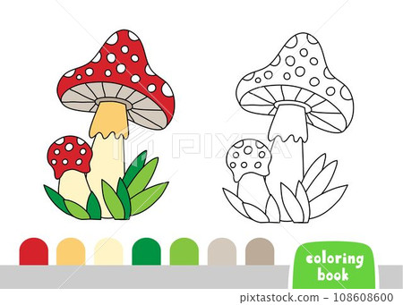 Coloring Book for Children fly Agaric page template vector illustration Coloring Book for Children fly Agaric page template vector illustration 108608600