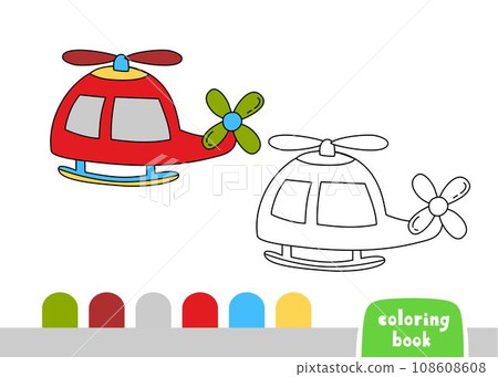 Coloring Book for Kids helicopter page template vector illustration Coloring Book for Kids helicopter page template vector illustration 108608608