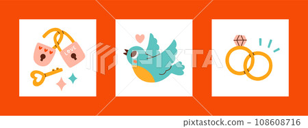 Valentines Day card set. For website banner, Sale, Valentine card, cover, flyer or poster trendy vector illustration Valentines Day card set. For website banner, Sale, Valentine card, cover, flyer or poster trendy vector illustration 108608716