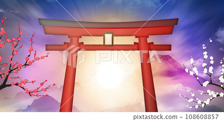 A landscape with torii A landscape with torii 108608857