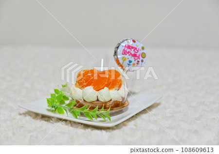 Birthday cake for dogs: mandarin orange cake 108609613
