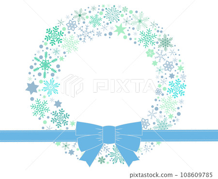 Snowflake frame material with ribbon/blue Snowflake frame material with ribbon/blue 108609785