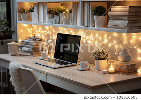 Fairy lights store on desk