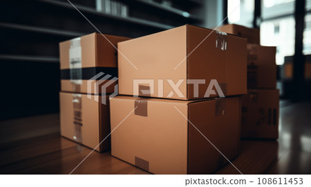 Move concept. Cardboard boxes ready for moving into a new home. Move concept. Cardboard boxes ready for moving into a new home. 108611453