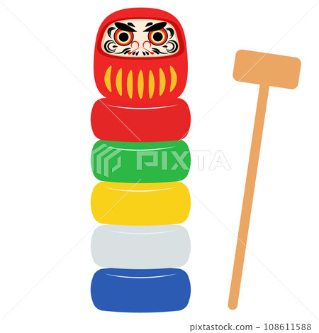 達摩降落新年插畫素材 達摩降落新年插畫素材 108611588