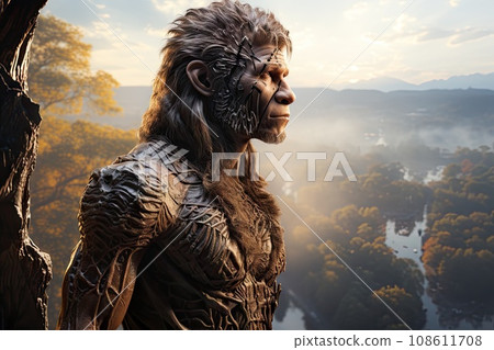 a man with long hair standing in front of trees and looking up at the sky, wearing an elaborate headdre a man with long hair standing in front of trees and looking up at the sky, wearing an elaborate headdre 108611708