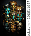 many different colored carnival masks on a dark background stock photo 108611947