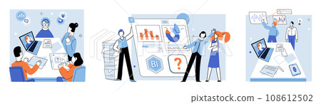 Business briefing vector illustration. Meetings facilitate open communication, foster collaboration, and enable timely decision making within cross functional teams Seminars offer platform 108612502