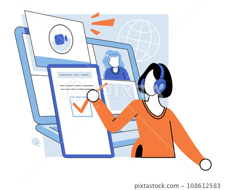 Online education vector illustration. Virtual classrooms foster collaboration and interactive learning, enabling students to actively participate in their education The internet has revolutionized Online education vector illustration. Virtual classrooms foster collaboration and interactive learning, enabling students to actively participate in their education The internet has revolutionized 108612583
