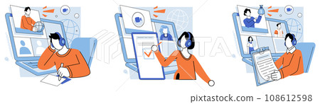 Online education vector illustration. The online education revolution has made learning accessible to global audience, transcending geographical boundaries Web based workshops and courses offer 108612598