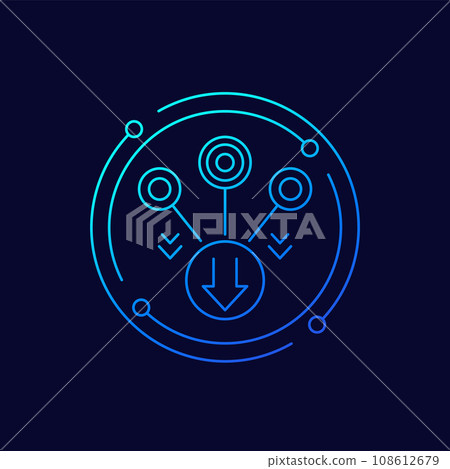 consolidate or merge icon, linear design 108612679