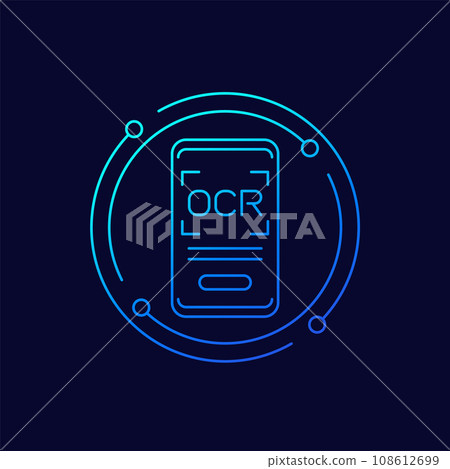 OCR, Optical character recognition line icon 108612699
