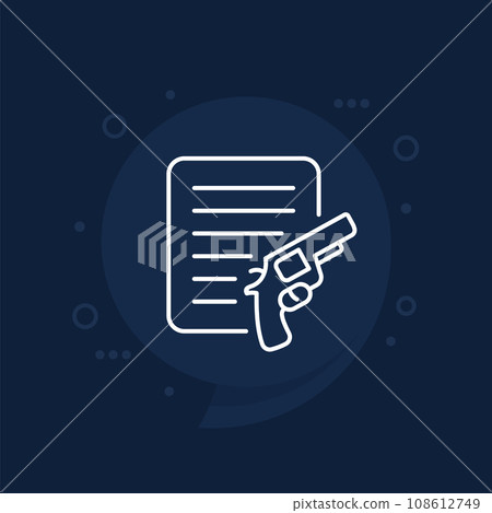 gun license or permit icon, line vector 108612749