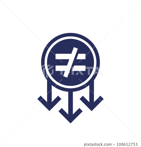 Reducing inequality icon, vector sign 108612753