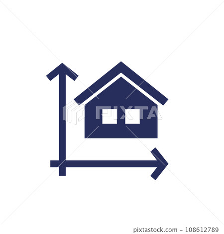 building size icon with a house building size icon with a house 108612789