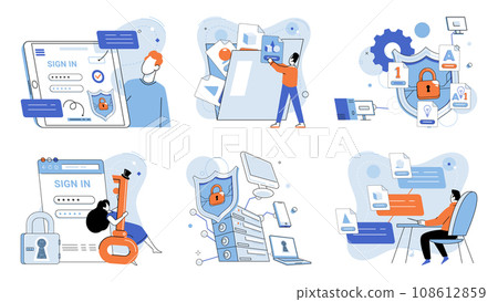 Personal data protection vector illustration. Effective personal data protection supports individuals trust in service providers Ensuring security and privacy personal data is shared responsibility 108612859