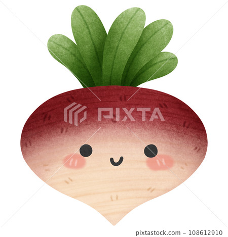 Isolated cute and happy smiling turnip vegetable character in transparent background 108612910