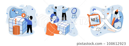 Gamefi vector illustration. The digital economy within GameFi offers opportunities for financial growth and entrepreneurship Crypto powered gaming platforms in GameFi enable seamless in game 108612923