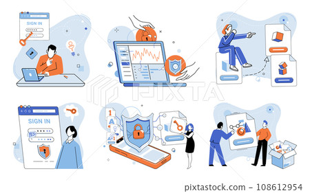 Personal data protection vector illustration. Personal data protection is essential for maintaining individuals privacy The administration personal data protection requires proactive measures Personal data protection vector illustration. Personal data protection is essential for maintaining individuals privacy The administration personal data protection requires proactive measures 108612954