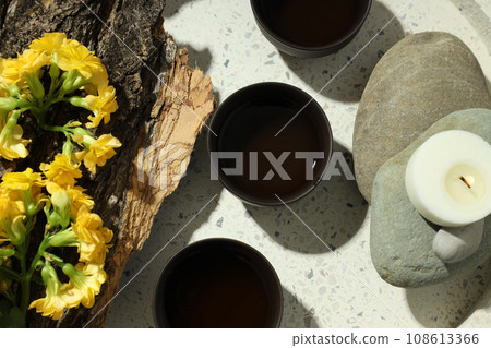Asian tea concept, traditional dishes on a light background background. 108613366