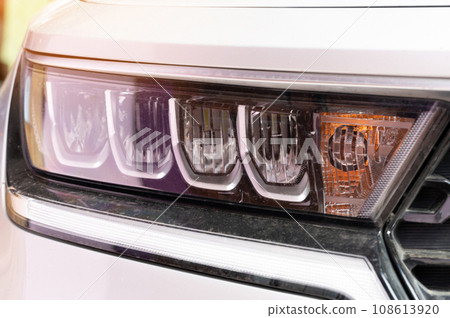 Front led lamps in modern car Front led lamps in modern car 108613920