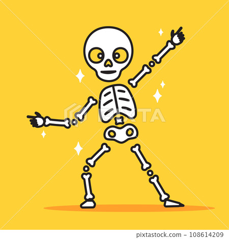 an Illustration of a funny skeleton. A Dancing Skeleton 108614209