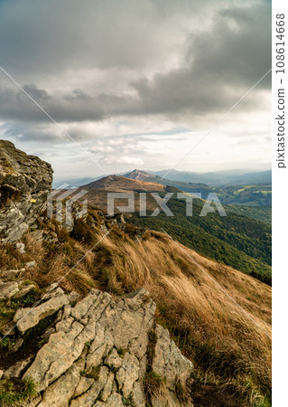 Polonina Wetlinska, Bieszczady mountain, Bieszczady National Park, Poland. Polonina Wetlinska, Bieszczady mountain, Bieszczady National Park, Poland. 108614668
